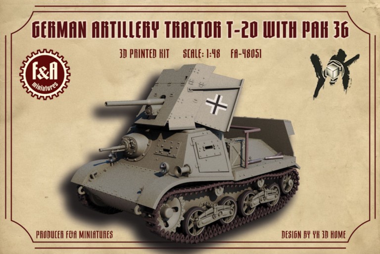 Kit German Artillery Tractor T-20 With Pak 36